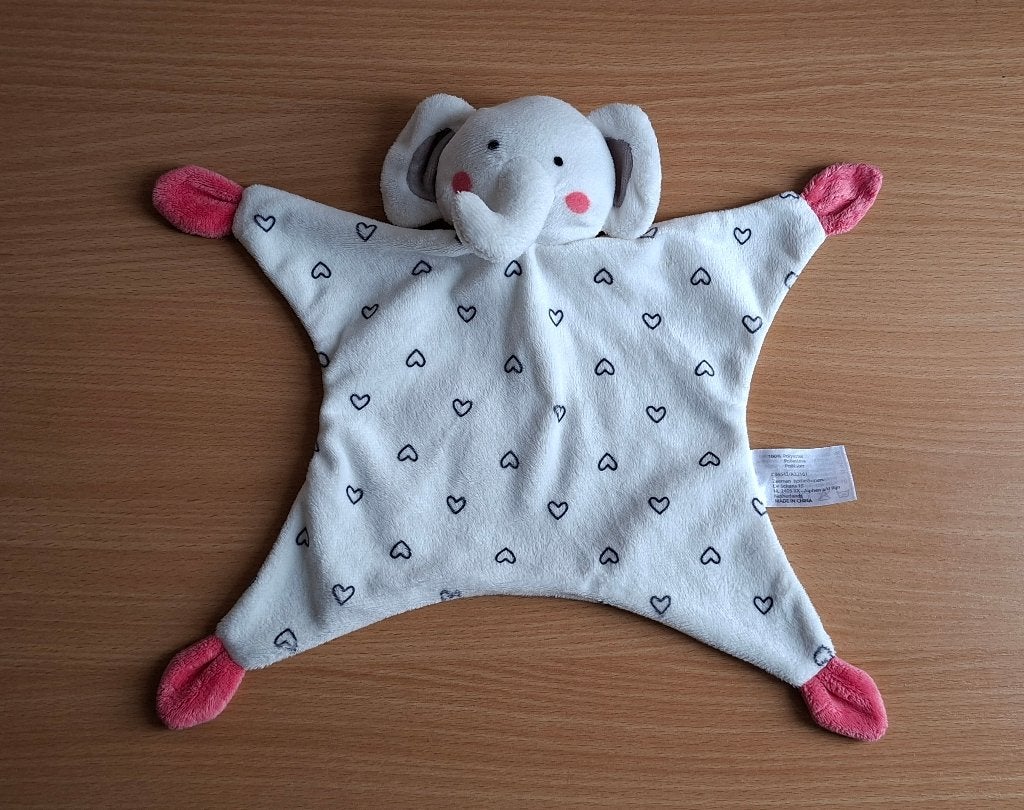 Knuffeldoekje, Knuffel van Zeeman, Olifant met Hartjes, Ophalen of Verzenden, Zo goed als nieuw, Knuffeldoekje, Met label