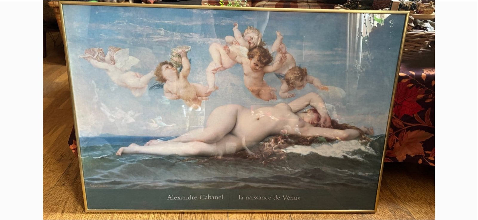 Groot Alexandre Cabanel Geboorte van Venus schilderij lijst, Antiek en Kunst, Ophalen, Portret of Personen, Klassiek, Print