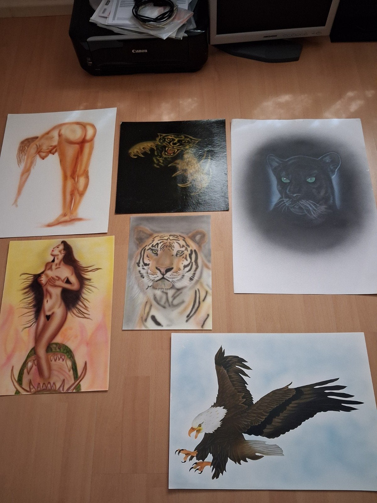 Airbrush tekeningen, Antiek en Kunst, Ophalen