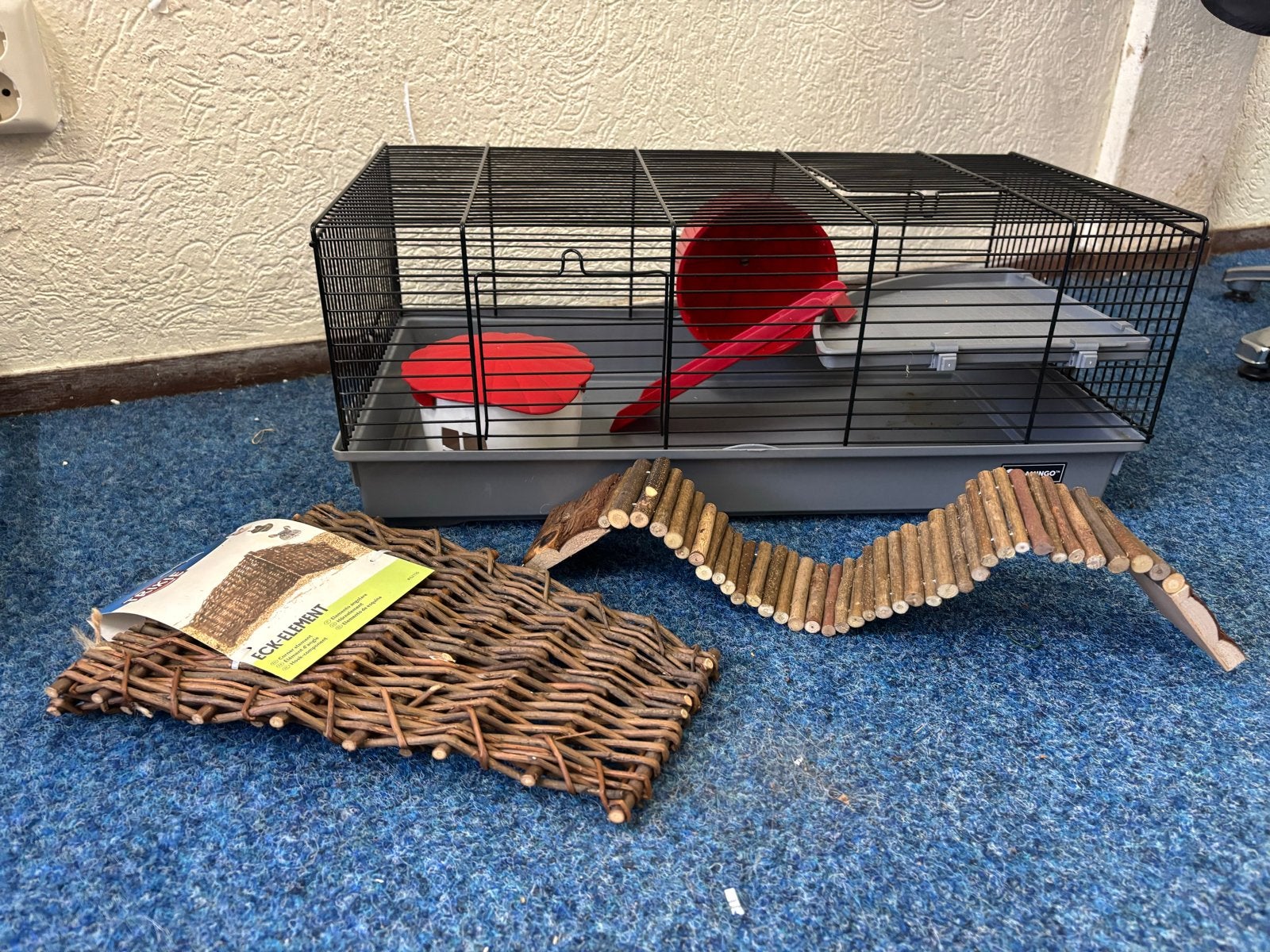 Gratis, knaagdierenkooi met diverse, Dieren en Toebehoren, Kooi, Gebruikt, Minder dan 75 cm, Hamster