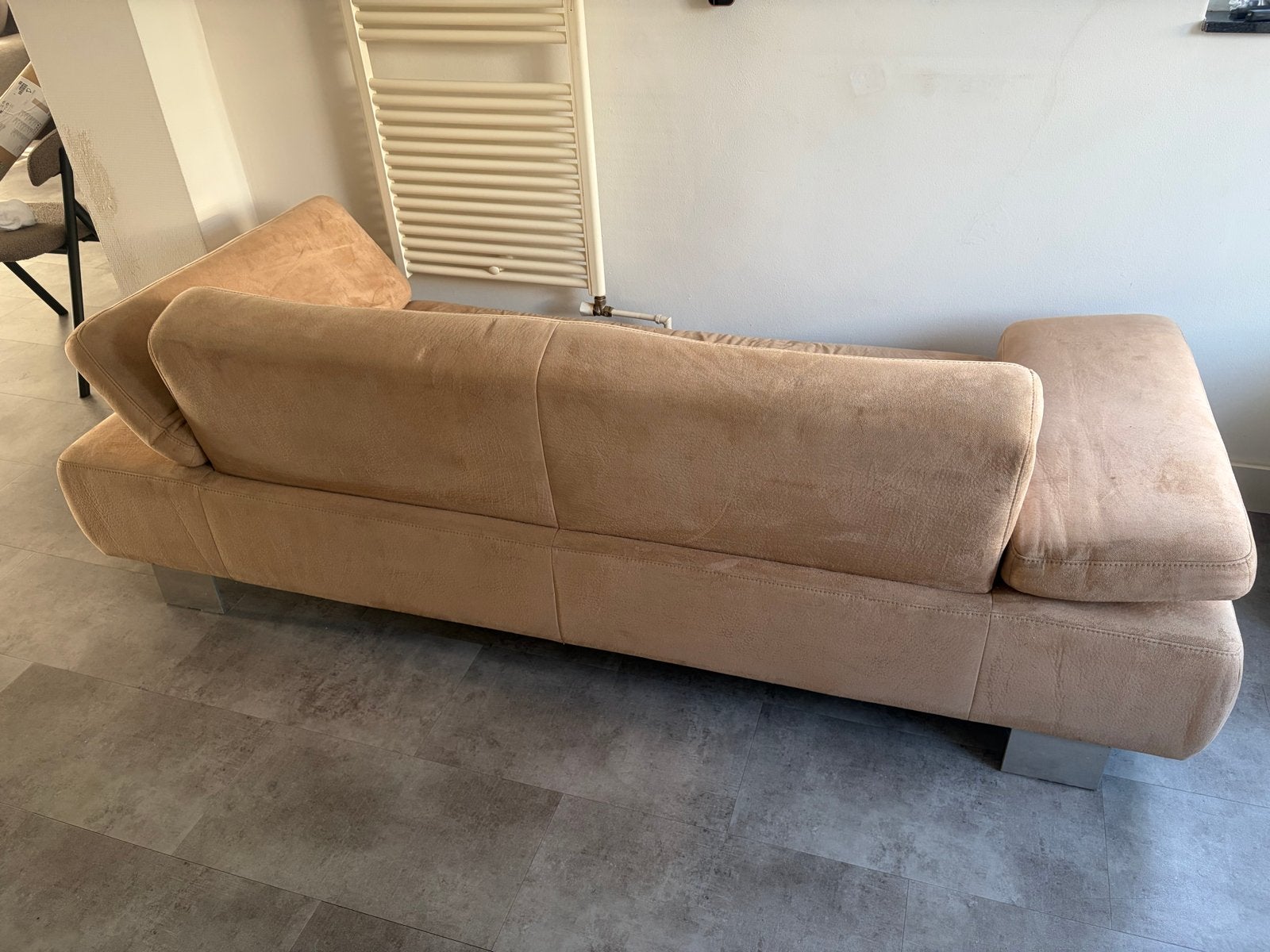 Comfortabele beige 3-zitsbank, Gebruikt, Driepersoons, 75 tot 100 cm, Ophalen of Verzenden