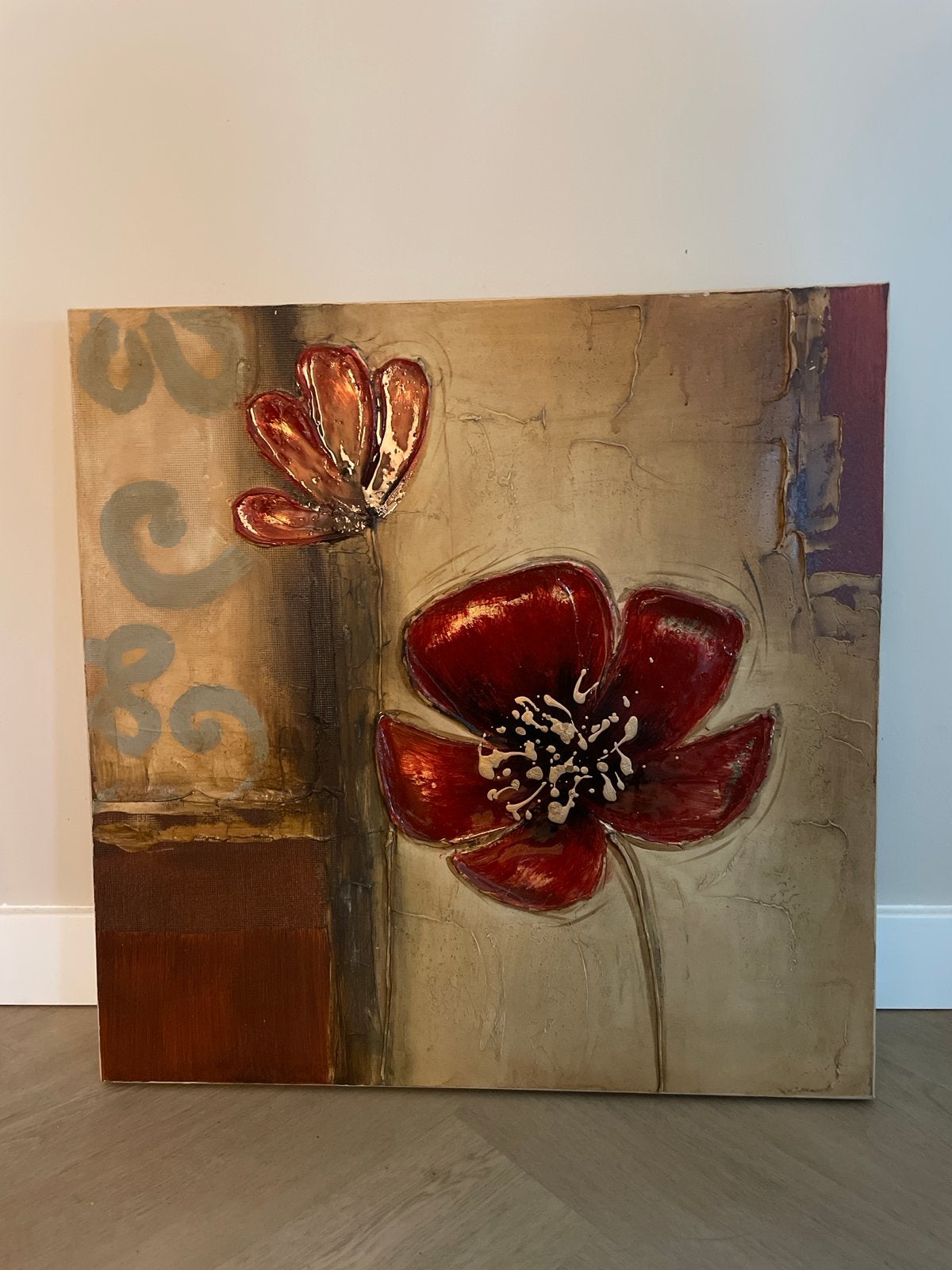 Schilderij met rode bloemen, 3D-effect, Ophalen