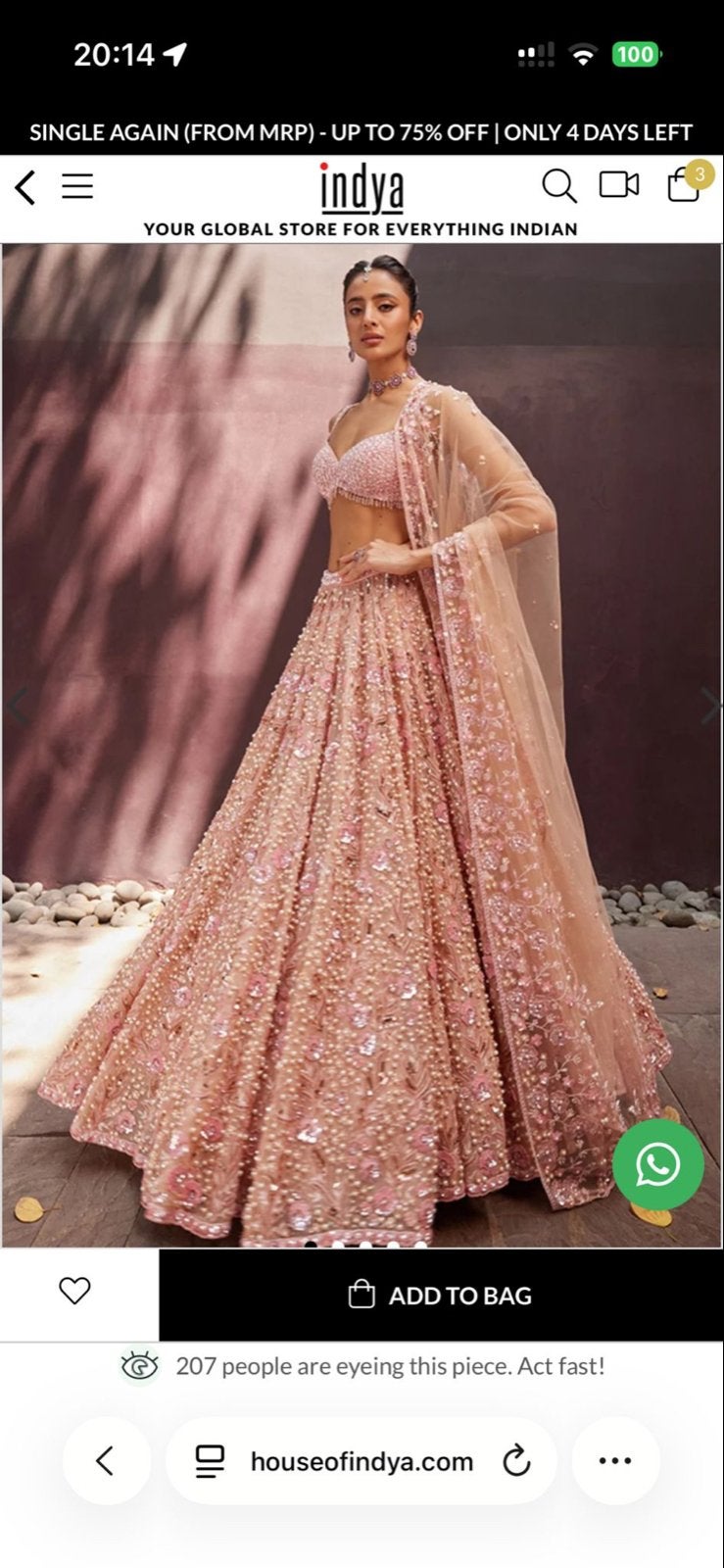 Roze Lehenga Indiase bruiloftsgast maat 36/38 S-M, Overige typen, Ophalen of Verzenden, Zo goed als nieuw, Roze