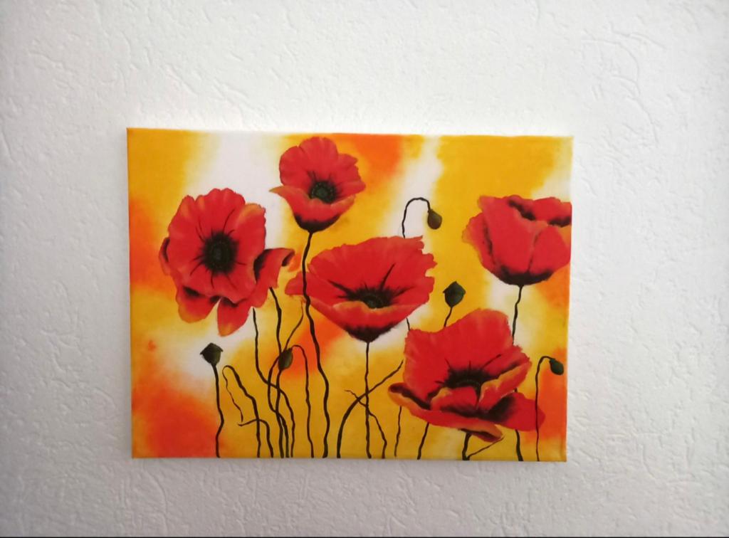 Handgemaakte schilderij: Poppies, Ophalen of Verzenden