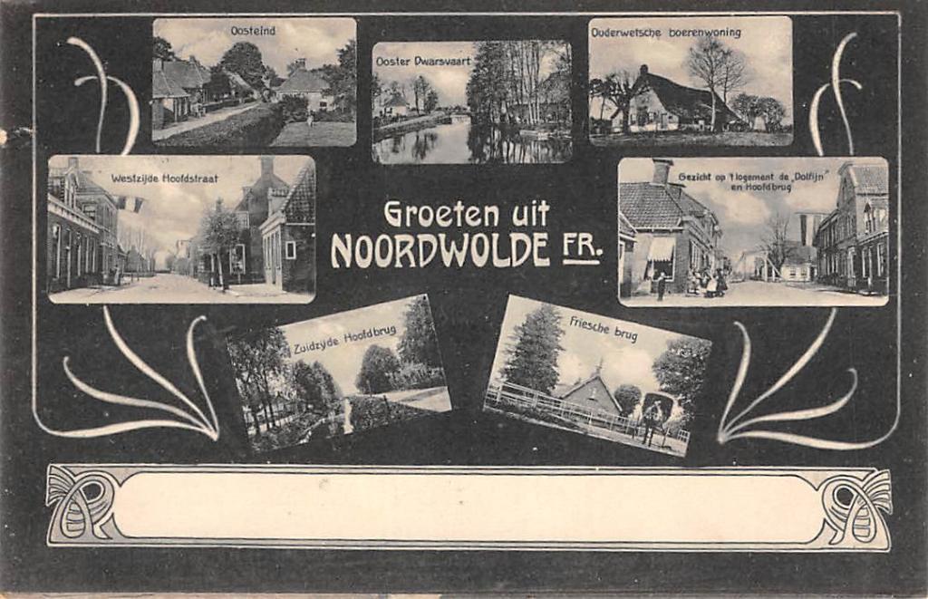 Noordwolde Friesland Groeten uit 1907 7 dorpsgezichten, Verzamelen, Verzenden, Voor 1920, Gelopen, Friesland
