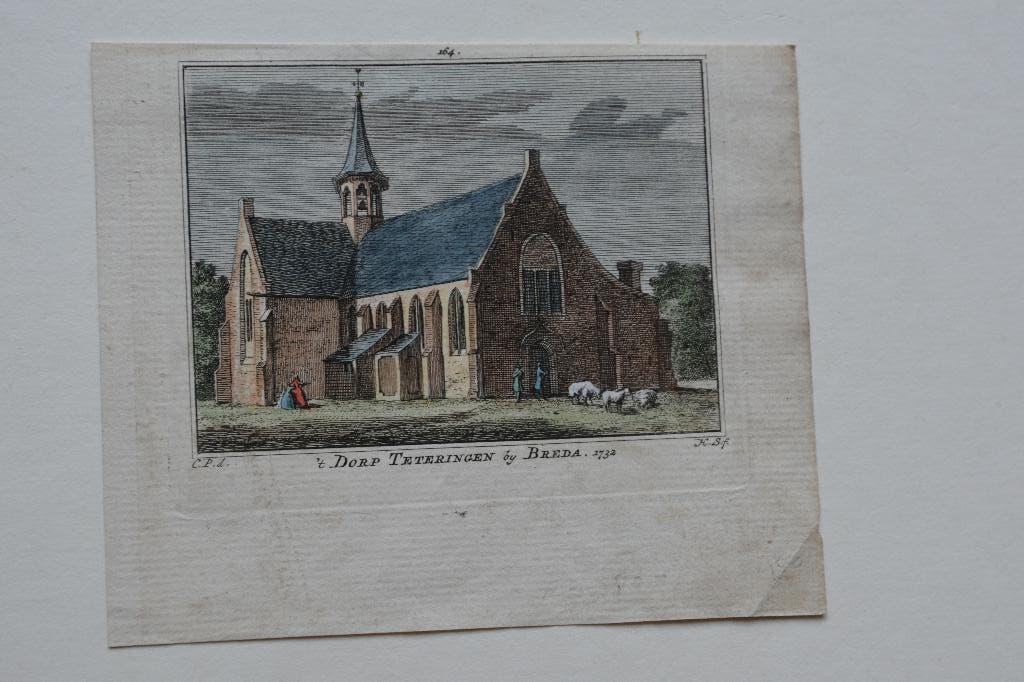TETERINGEN bij BREDA Kopergravure 1786-1792 handgekleurd GY8, Verzenden, Stadsgezicht, Gravure, Handgekleurd