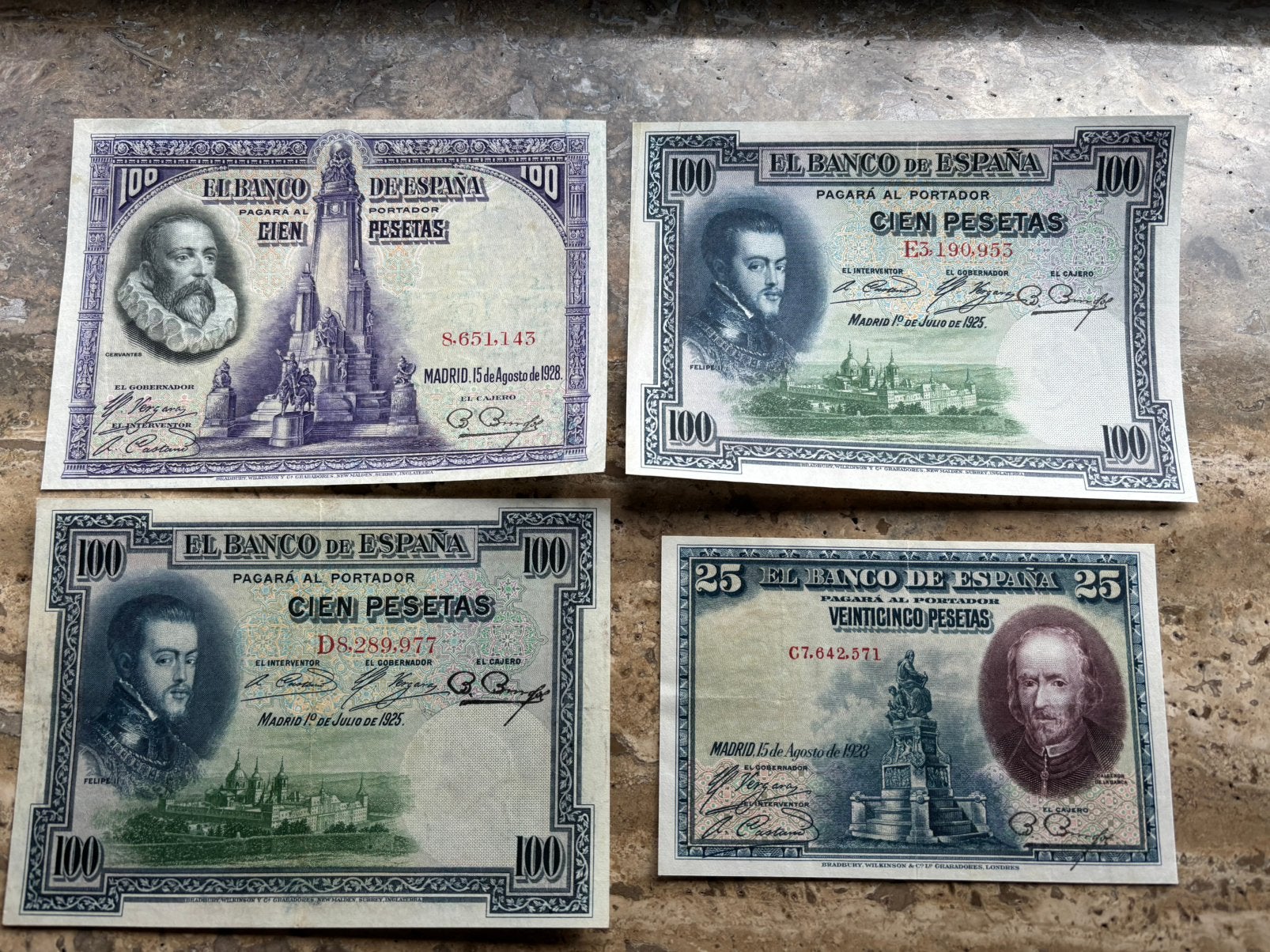 3 x 100 pesetas en 1 x 25 pesetas, Spanje , mooie kwaliteit, Ophalen of Verzenden, Overige landen, Setje