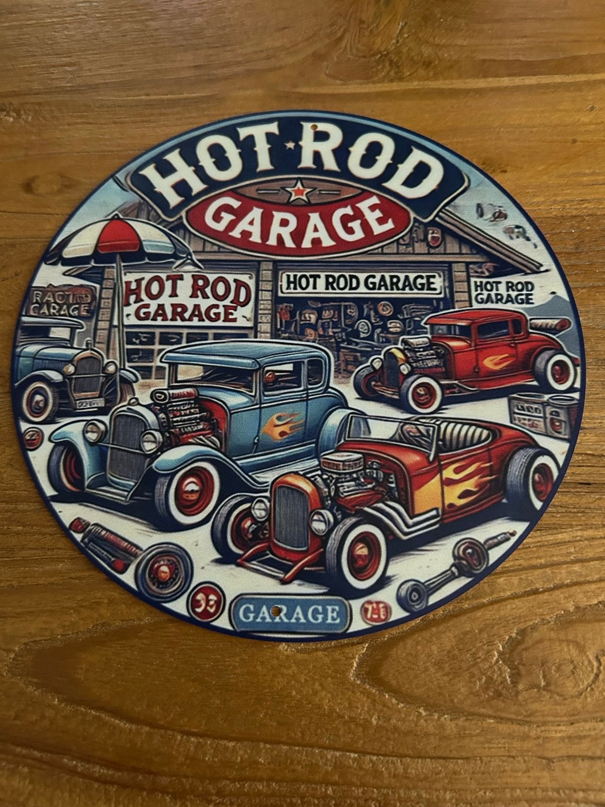 Rond metalen Hot Rod Garage bord - 20x20 cm, Ophalen of Verzenden, Nieuw