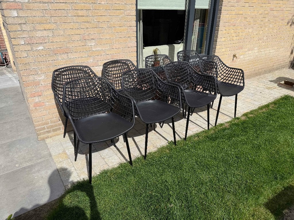 [8 stuks] Kuipstoel "webbing" zwart, Tuin en Terras, Ophalen, Gebruikt, Kunststof