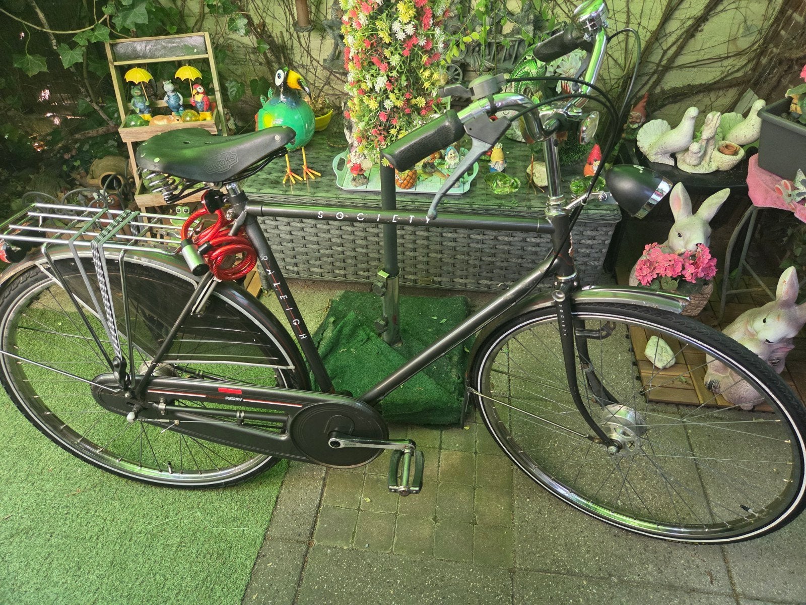vintage schoolfiets. met brookszadel., Fietsen en Brommers, Gebruikt, Versnellingen, Trommelrem, Ophalen