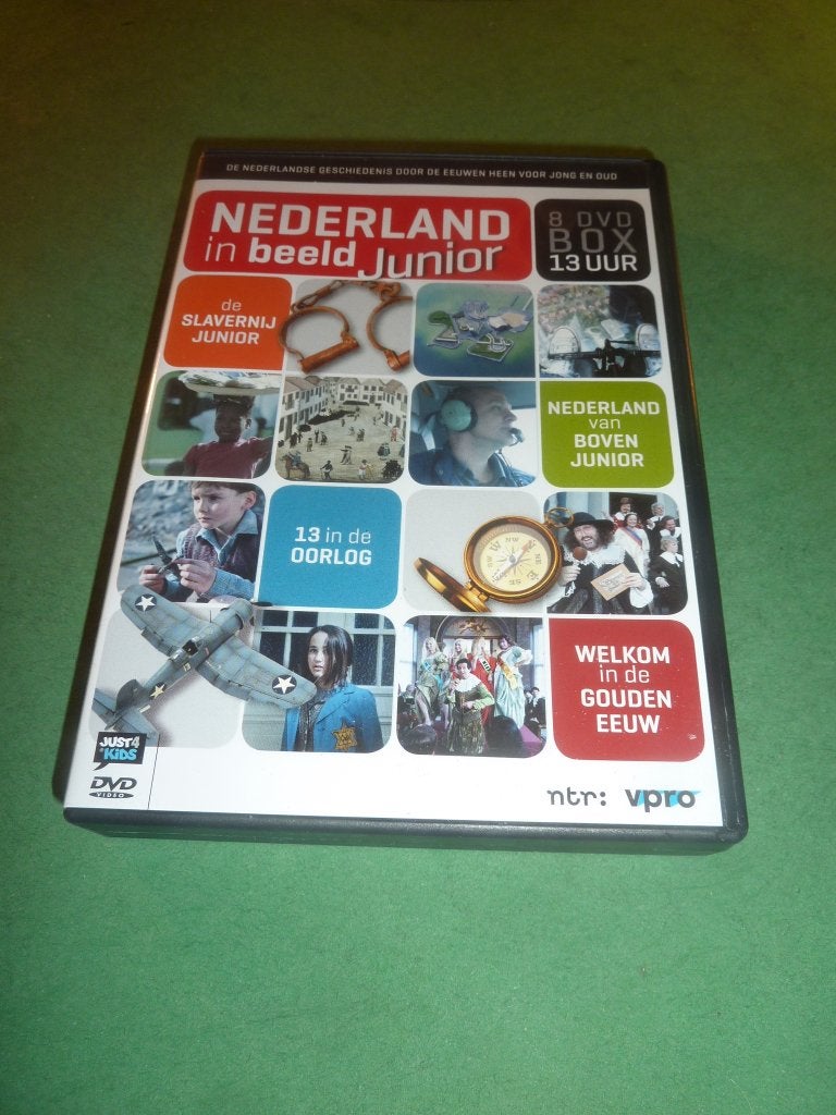 Nederland in beeld JUNIOR 8 dvd's oa Slavernij Gouden eeuw, Alle leeftijden, Verzenden, Zo goed als nieuw, Politiek of Geschiedenis