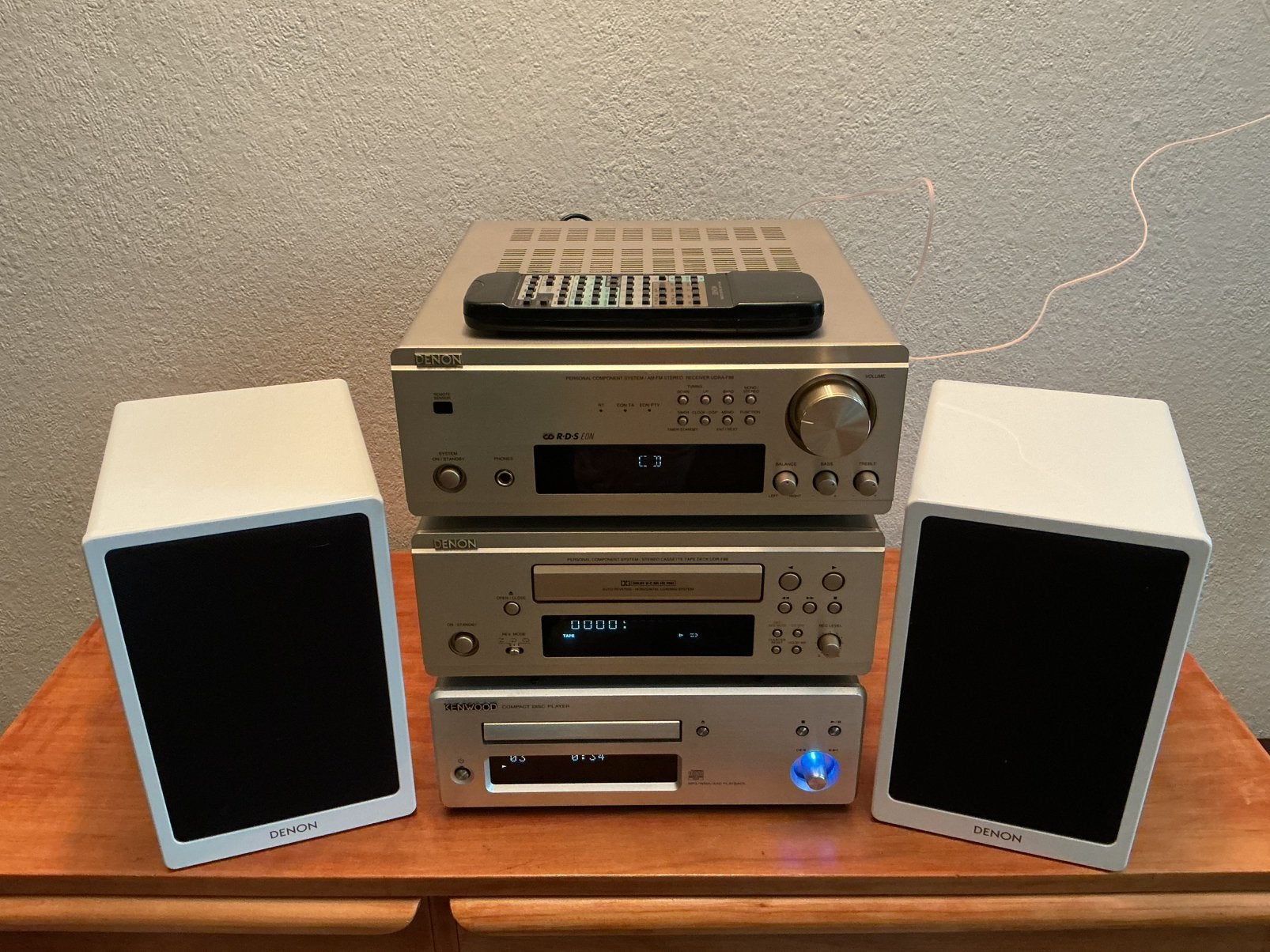 Denon audio midiset met Kenwood CD speler+speakers+AB, Denon, Cassettedeck, Zo goed als nieuw, Losse componenten
