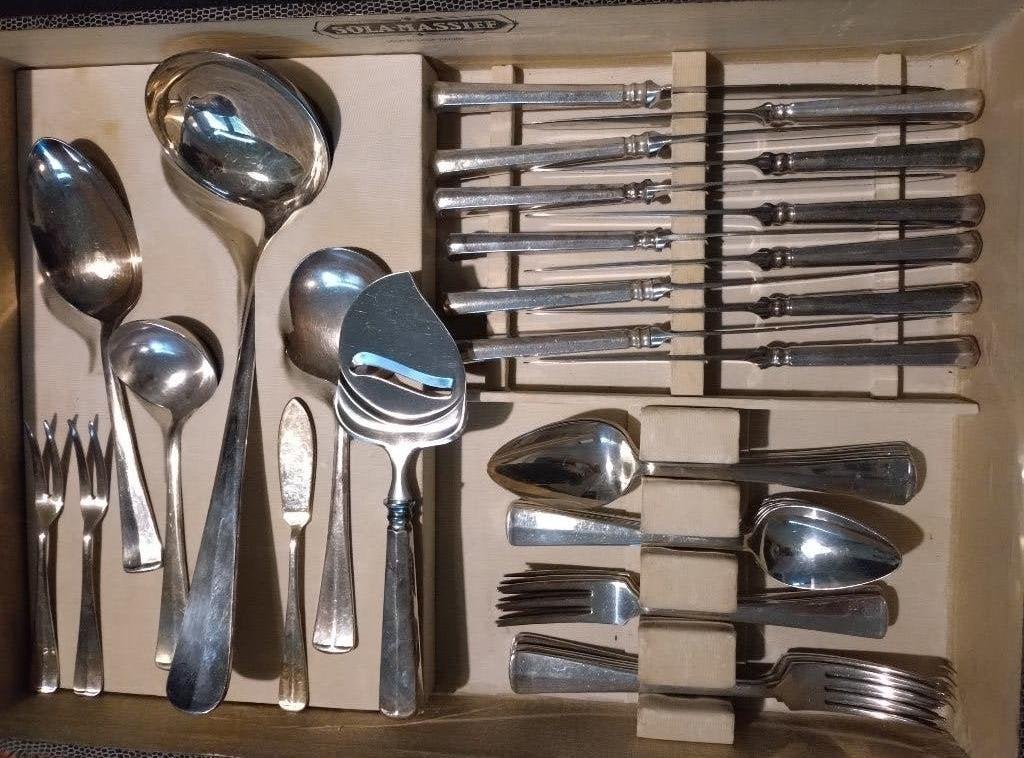 Sola 100 verzilverd Haags Lofje 6p, Gebruikt, Sola, Bestekset, Overige typen