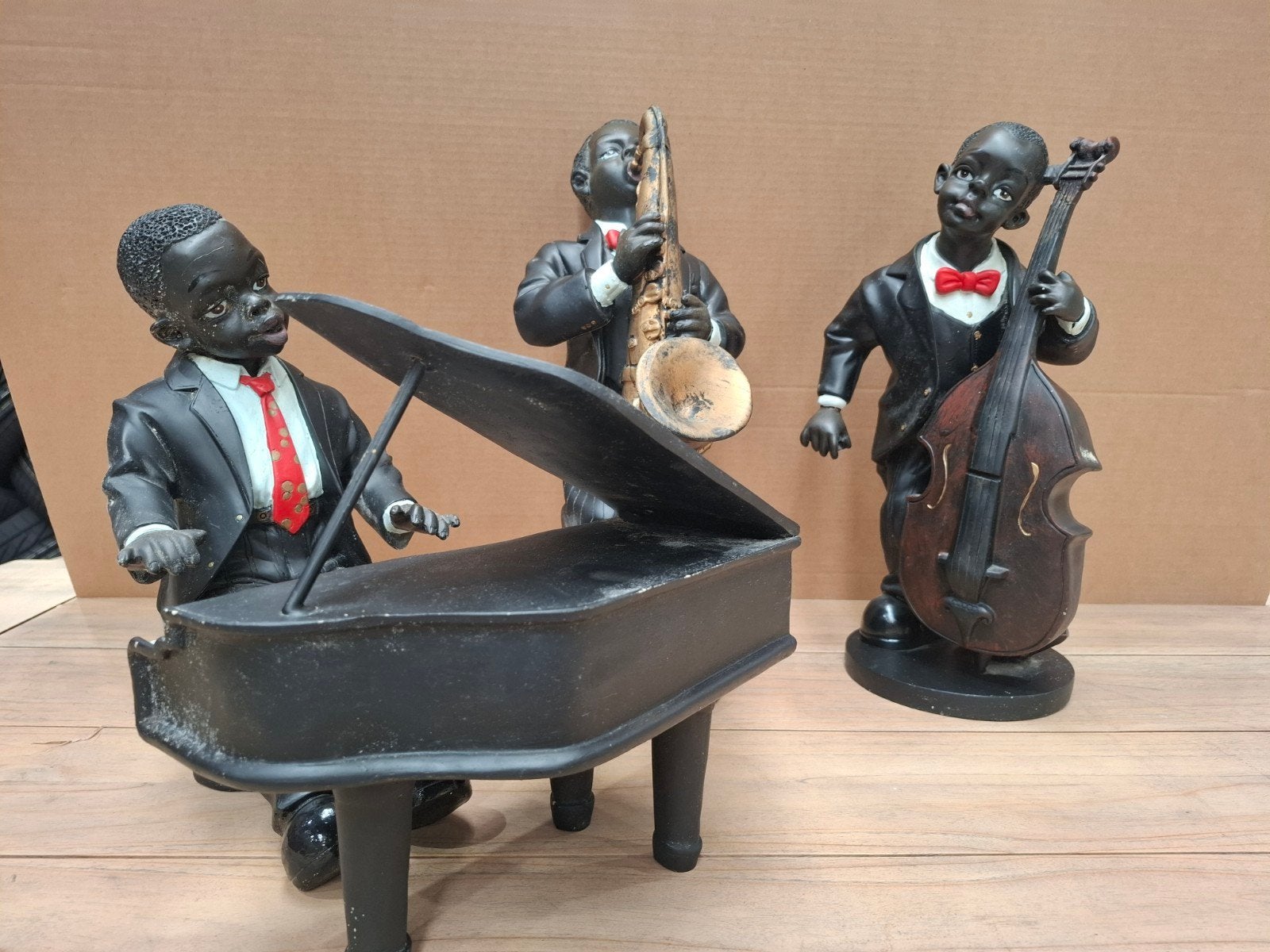 Set van 3 Jazzmuzikanten Beelden - Decoratieve Figuren, Groep mensen, Ophalen of Verzenden, Handgemaakt, Beeld