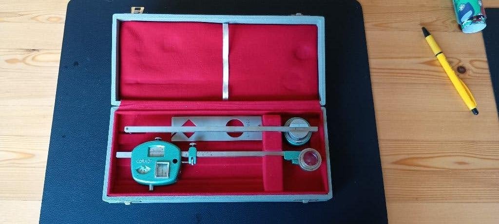 Vintage G. Coradi AG Zürich Planimeter in originele doos, Ophalen of Verzenden
