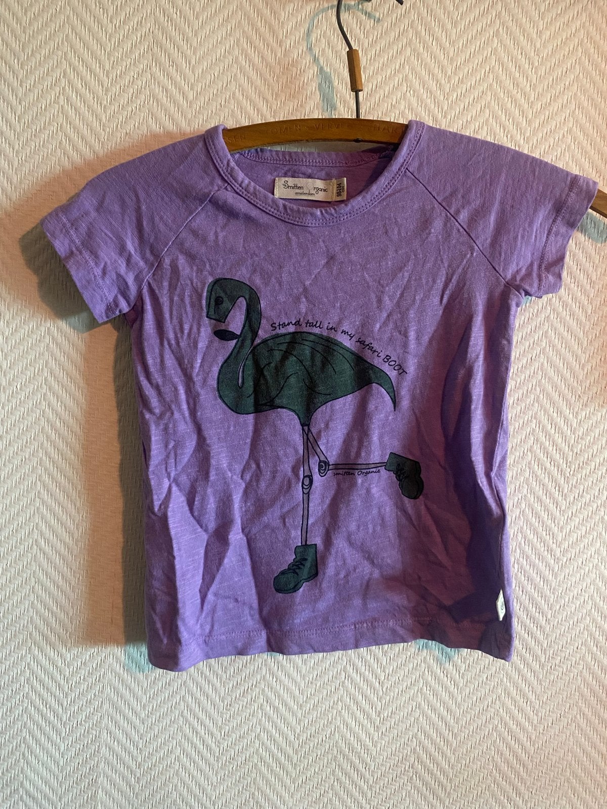 Nieuw Smitten Organic T-shirt met flamingo print, maat 98/10, Verzenden, Nieuw, Jongen of Meisje, Shirt of Longsleeve