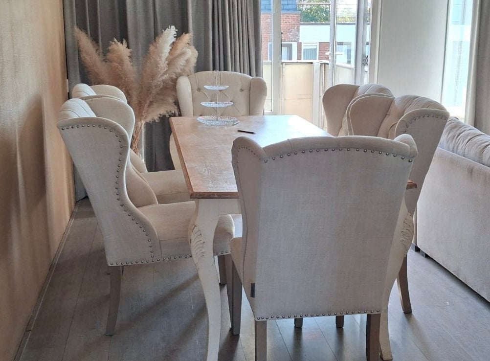 6 richmond eetkamer stoelen, Huis en Inrichting, Stoelen, Ophalen, Overige kleuren, Zo goed als nieuw, Stof