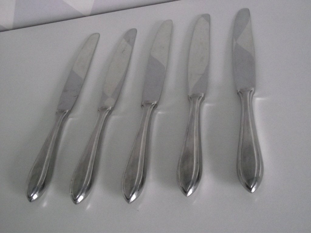 5 st RVS puntfilet mes 25 cm Zilverstad Schoonhoven 1950 p s, Antiek en Kunst, Antiek | Bestek, Ophalen of Verzenden