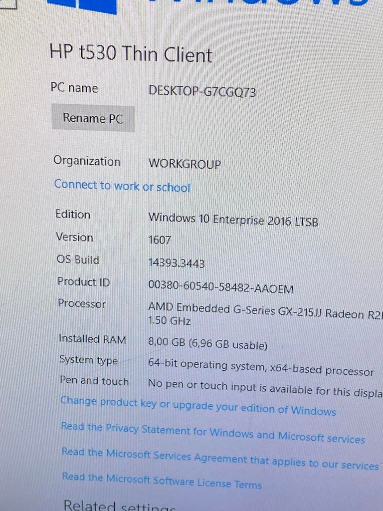 HP t530 Thin Client desktop pc, Ophalen of Verzenden, Gebruikt, 8 GB, Minder dan 2 Ghz