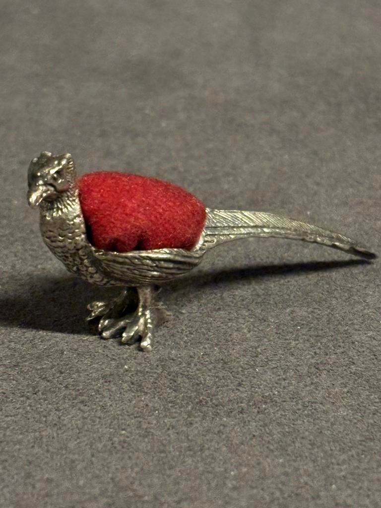 Fazant speldenkussen zilver, Verzenden