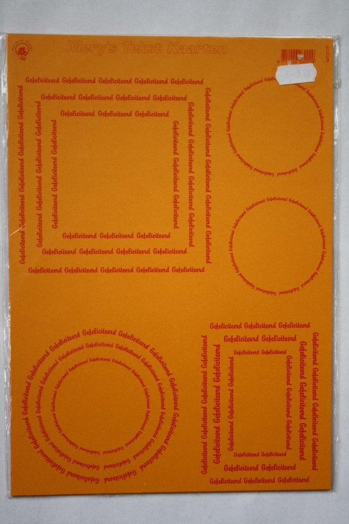 2 pakjes Mery's Tekst Kaarten oranje/geel, Ophalen of Verzenden, Nieuw, Overige thema's, Knipvel