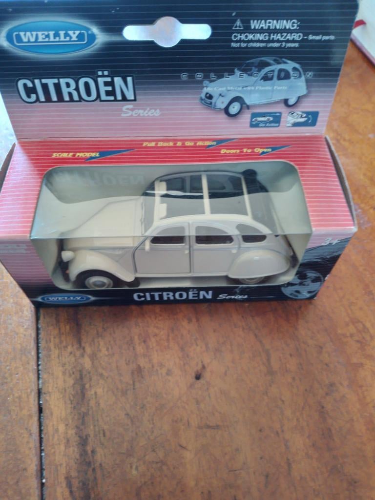 Welly  citoen  2cv creme deuren kunnen open, Ophalen of Verzenden, Auto
