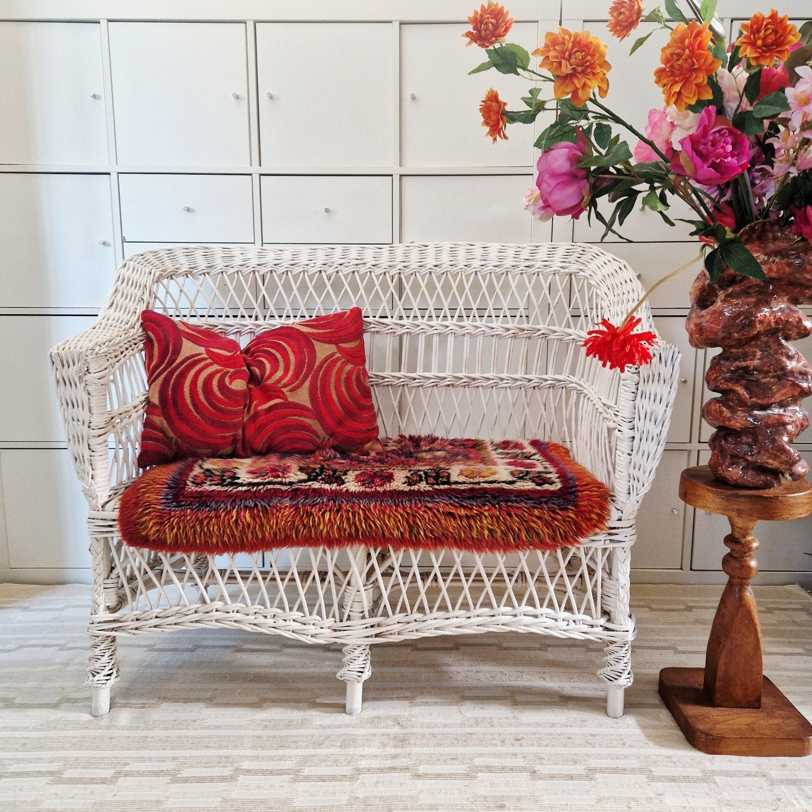 rieten, rotan bankje, Ophalen, Vintage, romantisch, hip, eclectisch, gewoon leuk, handig, Minder dan 75 cm, Tweepersoons