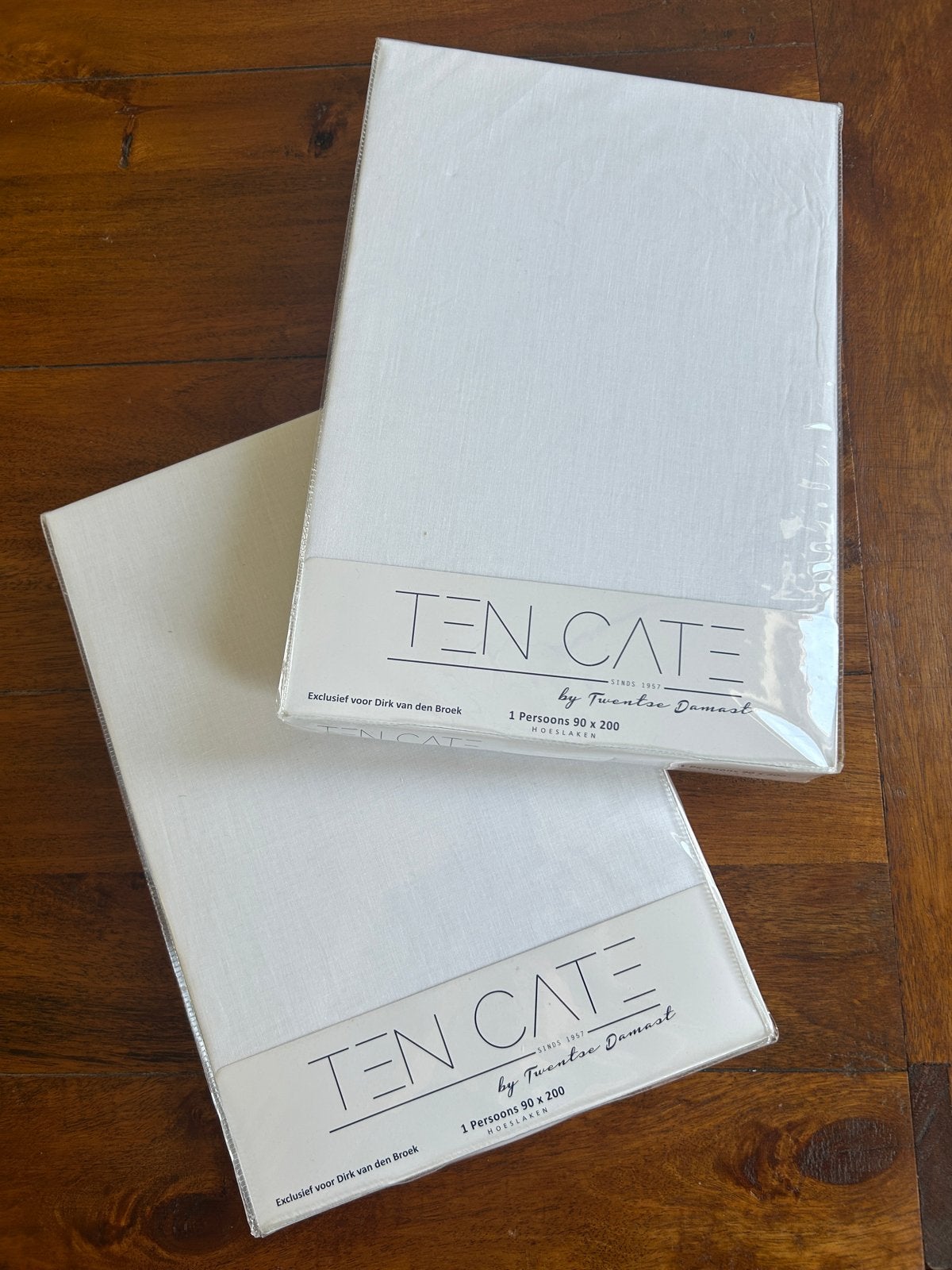 2x Ten Cate Hoeslaken 1 Persoons 90x200 Wit Nieuw, Ophalen, Eenpersoons, Nieuw, Overige merken