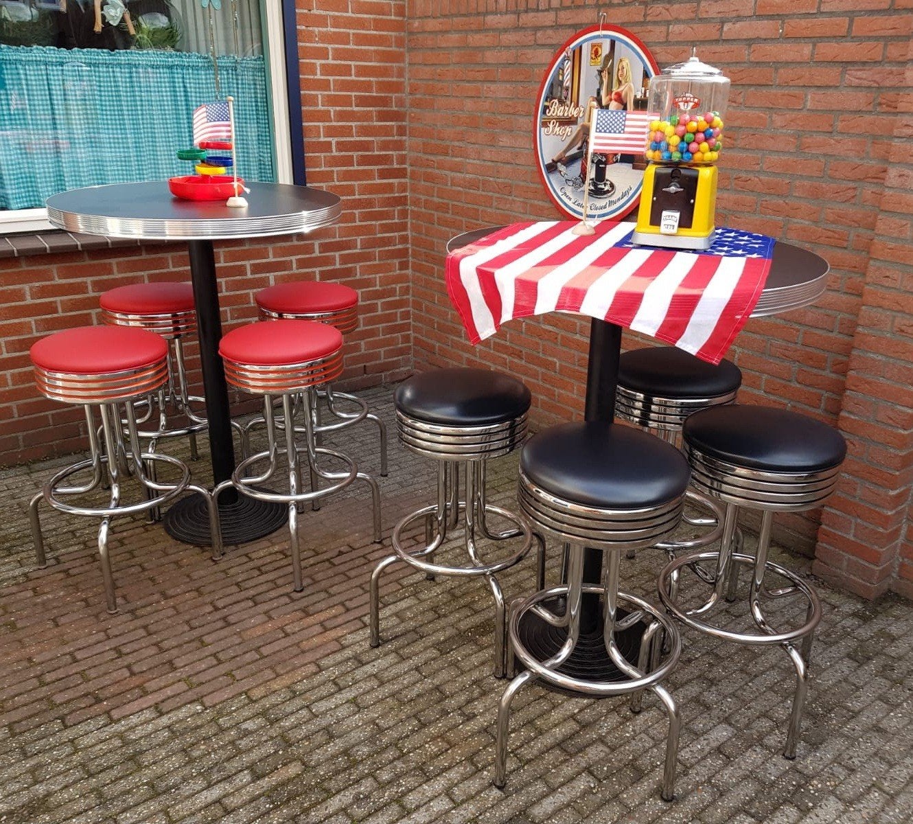 FIFTIES SIXTIES AMERIKAANSE BARKRUKKEN BEL AIR BARTAFEL, Ophalen, 5 krukken of meer, 60 tot 90 cm, Met voetsteun
