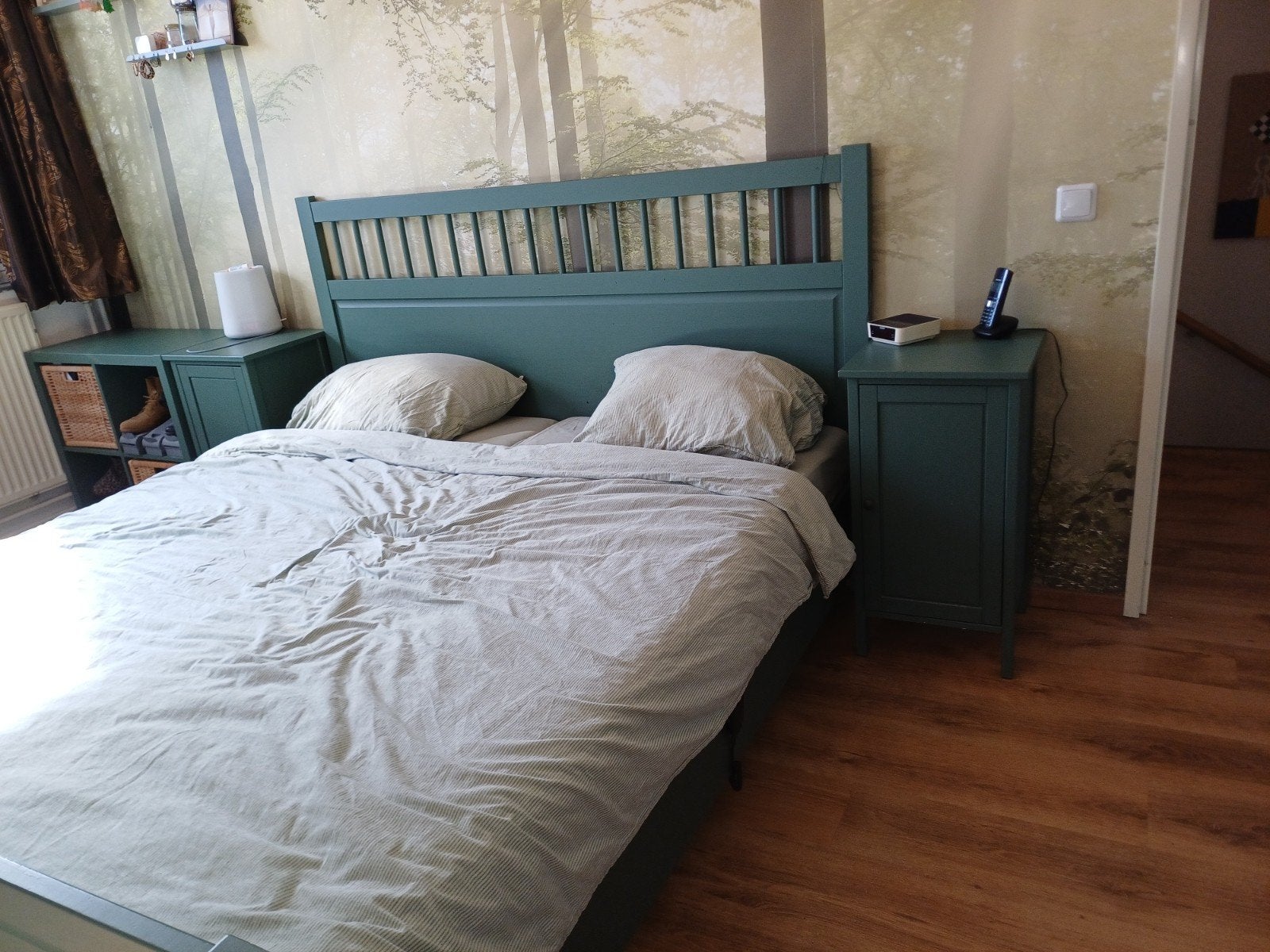 Bed met nachtkastjes, Huis en Inrichting, Ophalen, Gebruikt, Tweepersoons, Landelijk