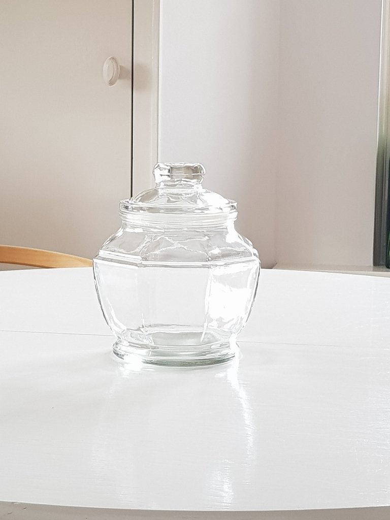 glazen pot van Kig Indonesia, Huis en Inrichting, Glas, Ophalen of Verzenden, Zo goed als nieuw, Voorraadpot
