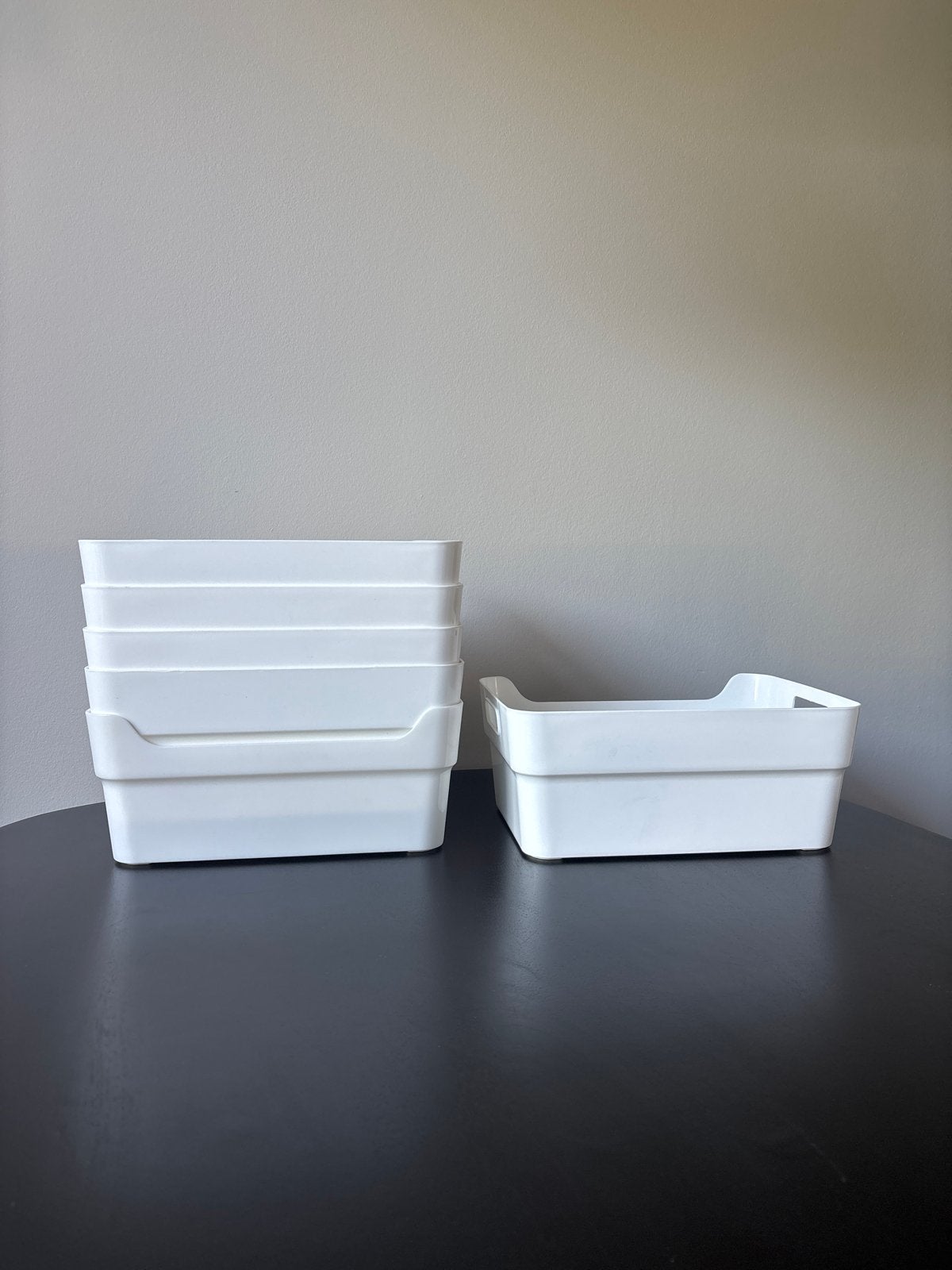 Witte handige opbergbakken 7 stuks opbergers, Huis en Inrichting, Woonaccessoires | Kisten, Ophalen, Zo goed als nieuw, 5 – 50