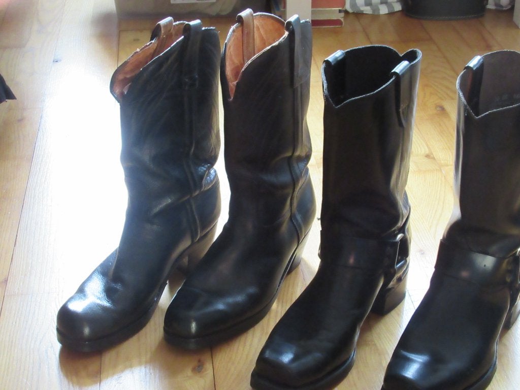 Zwarte leren laarzen  boots, motor, kistjes mt. 46/477, Ophalen, Landmacht, Nederland, Kleding of Schoenen