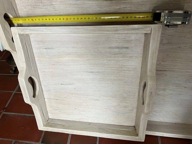 Groot houten dienblad whitewash 80 x 80 cm vintage, Huis en Inrichting, Ophalen, Vierkant, Decoratieve rand, Zo goed als nieuw