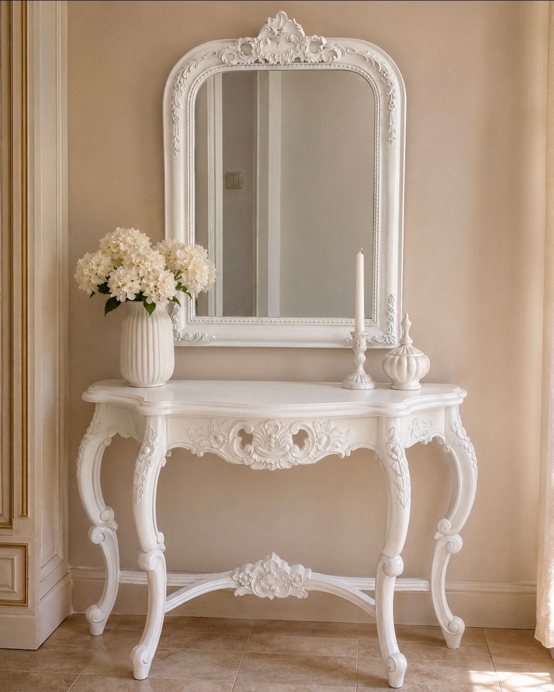 Witte console#Kaptafel# tafel met spiegel - Barok, Huis en Inrichting, Ophalen