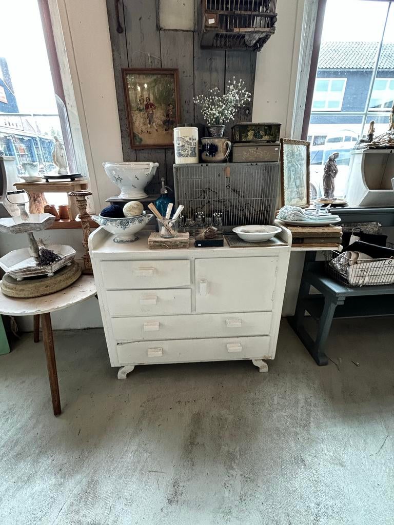 Brocante kastje met lades en deurtje - Bon Brocante, Antiek en Kunst, Curiosa en Brocante, Ophalen