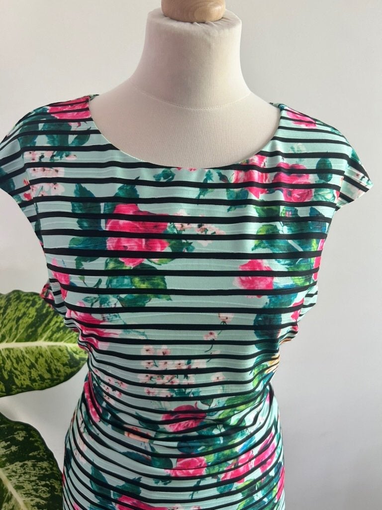Smashed Lemon maat XL zomer gestreepte retro jurk 3338, Blauw, Maat 46/48 (XL) of groter, Ophalen of Verzenden, Zo goed als nieuw