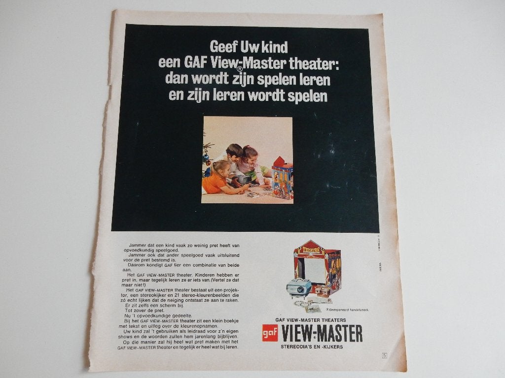 View-Master (Gaf) reclame uit tijdschrift.1969., Ophalen of Verzenden, 1960 tot 1980, Nederland, Knipsel(s)