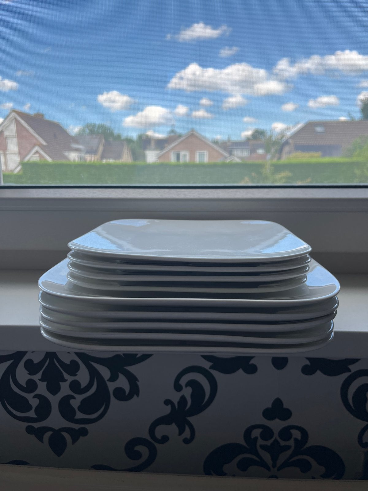 Witte vierkante borden, Ophalen, Gebruikt, Keramiek, Bord(en)