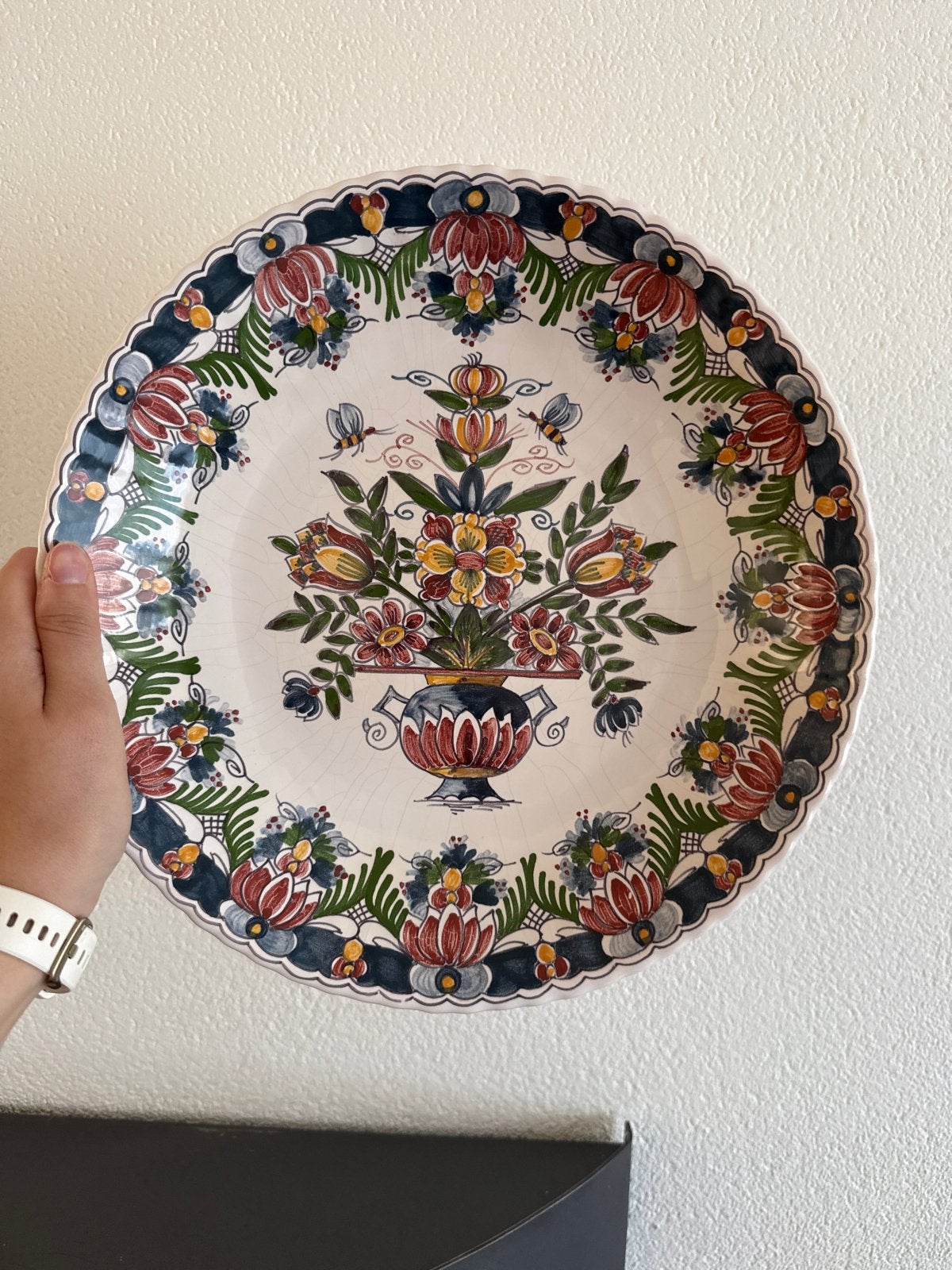 Prachtig Makkum Tichelaar wandbord met bloemmotief, Ophalen of Verzenden