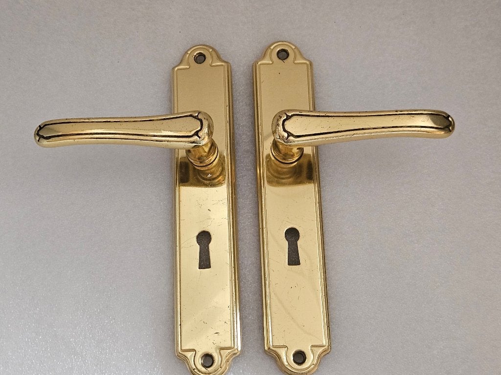 Setje vintage Geelkoperen Deurbeslag set nr.23, Ophalen of Verzenden