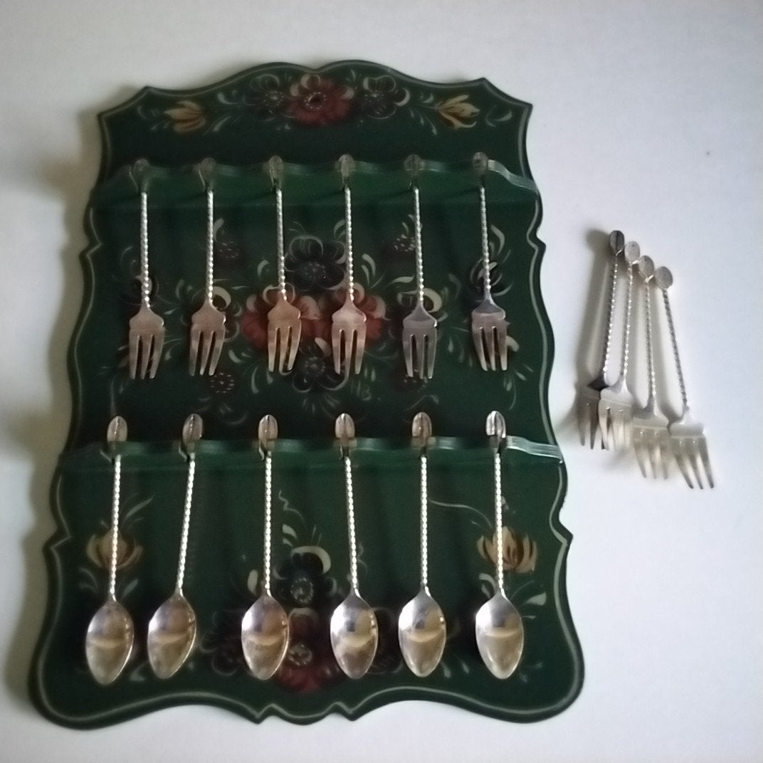 Verzilverde GALA koffieboontjes lepeltjes en vorkjes, Ophalen of Verzenden, Zilver