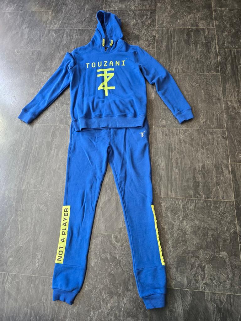 Touzani trainingspak koningsblauw/ appelgroen hoodie + broek, Ophalen of Verzenden, Nieuw, Blauw, Algemeen