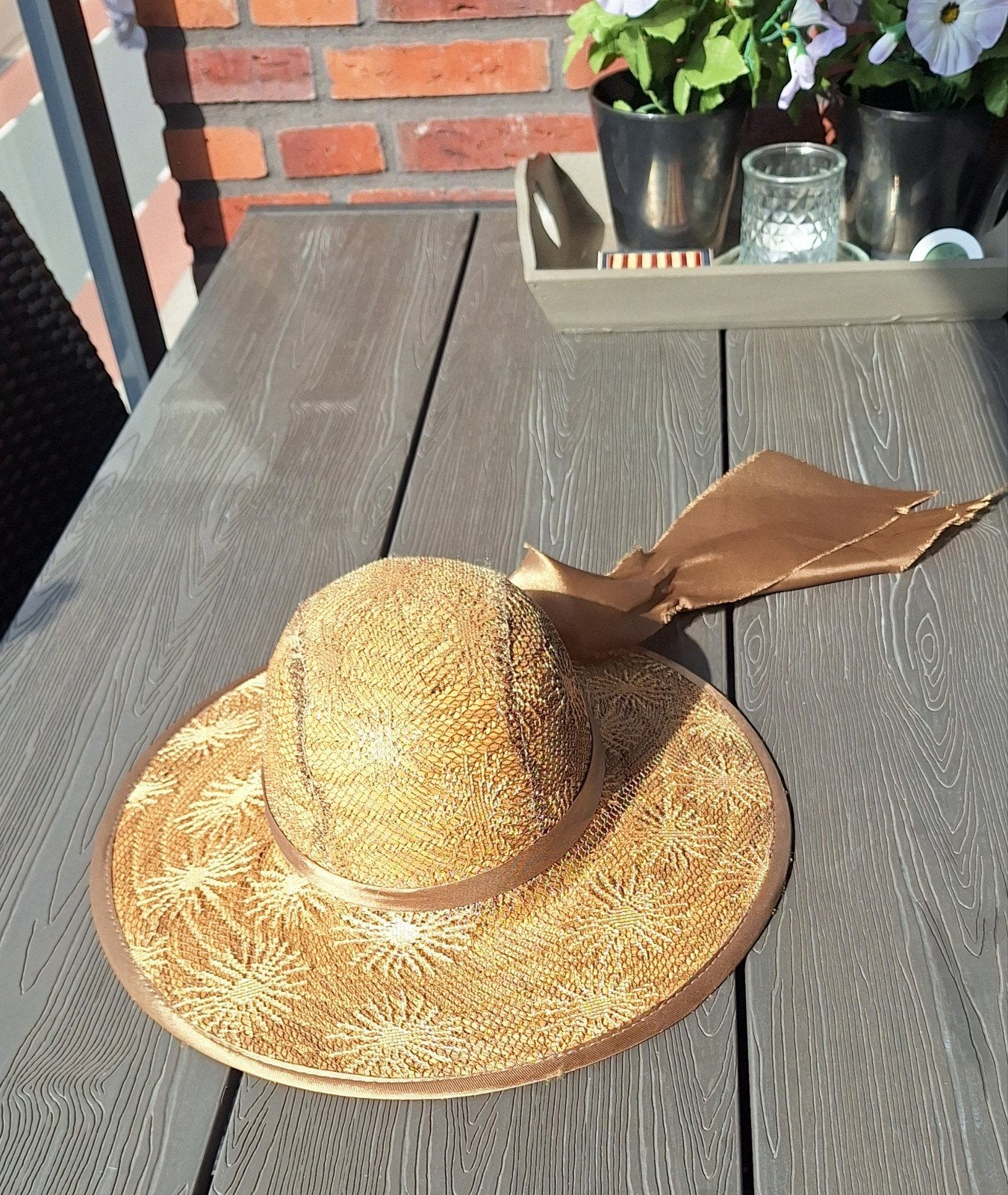 Stijlvolle rieten hoed met brede rand, Hoed, One size fits all, Ophalen of Verzenden, Onbekend