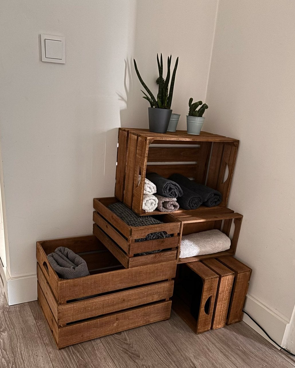 Deco houten kisten x5, Ophalen, Zo goed als nieuw, 50 tot 100 cm, Minder dan 50 cm