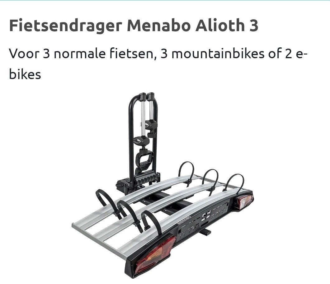 Fietsendrager Menabo Alioth 3, Ophalen, 3 fietsen of meer, Zo goed als nieuw, Trekhaakdrager