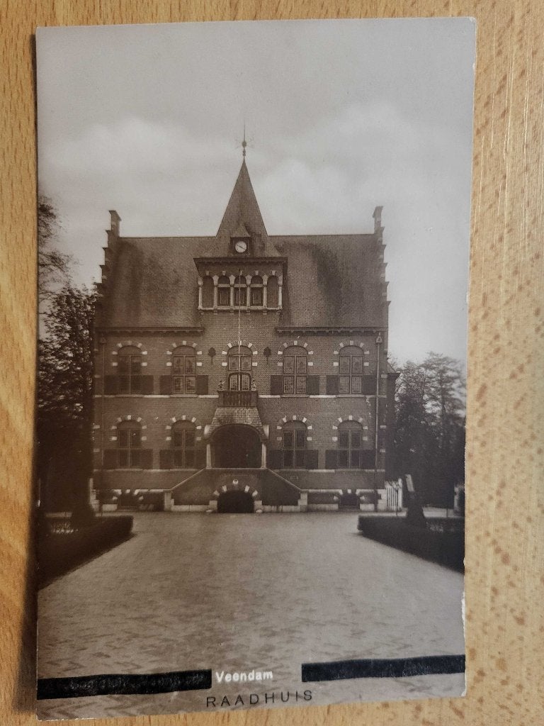 ansicht VEENDAM Raadhuis FOTOKAART 1941 Oorlog, Verzamelen, Ophalen of Verzenden, Voor 1920, Groningen