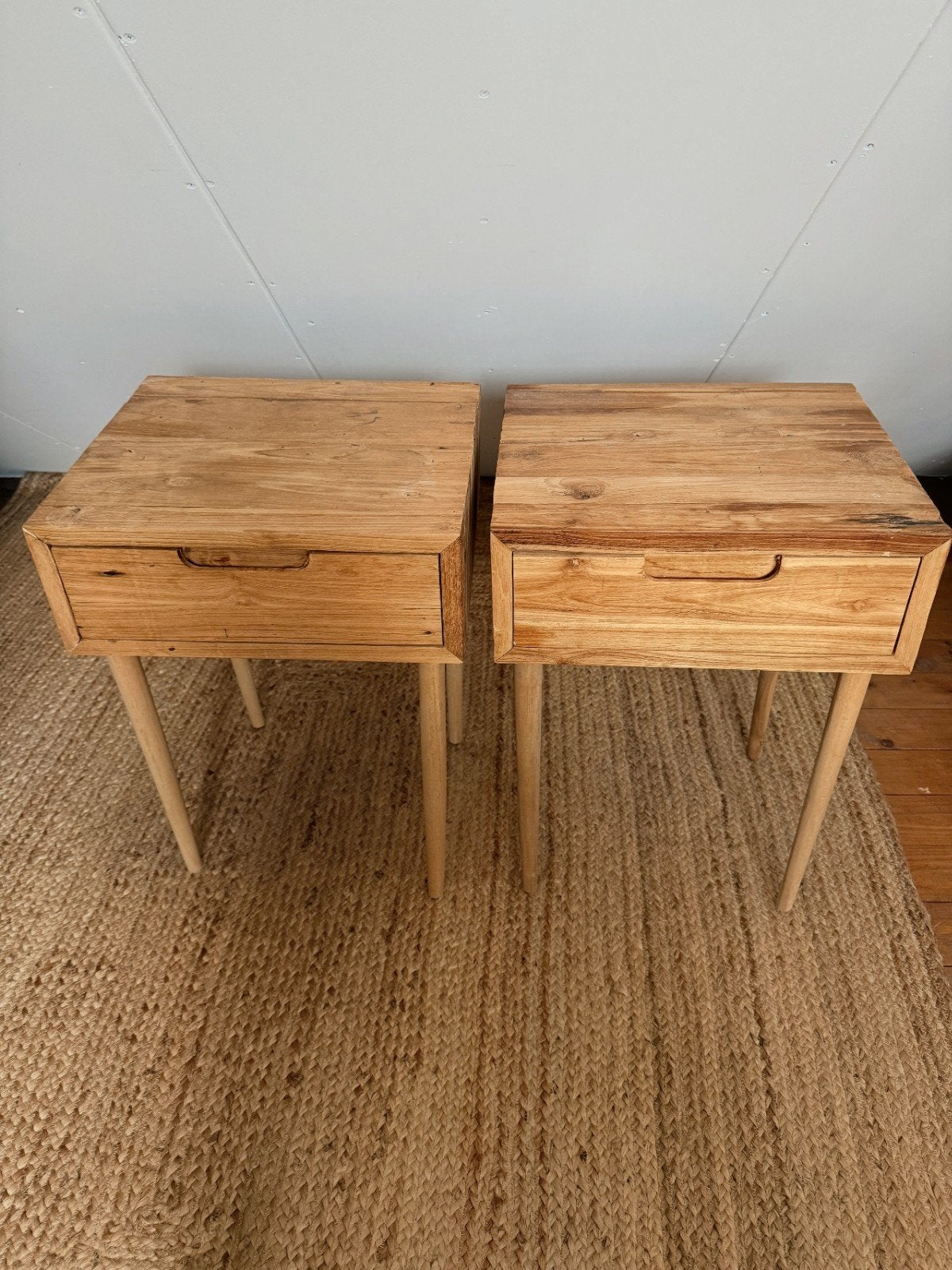 2 Teakhouten Nachtkastjes - 56x40x35 cm, Ophalen, Gebruikt, Minder dan 45 cm, 55 tot 70 cm