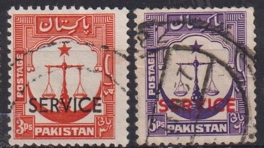 Pakistan '48 Weegschaal Gerechtigheid met Ster Opdruk DIENST, Verzenden, Gestempeld, Overige thema's