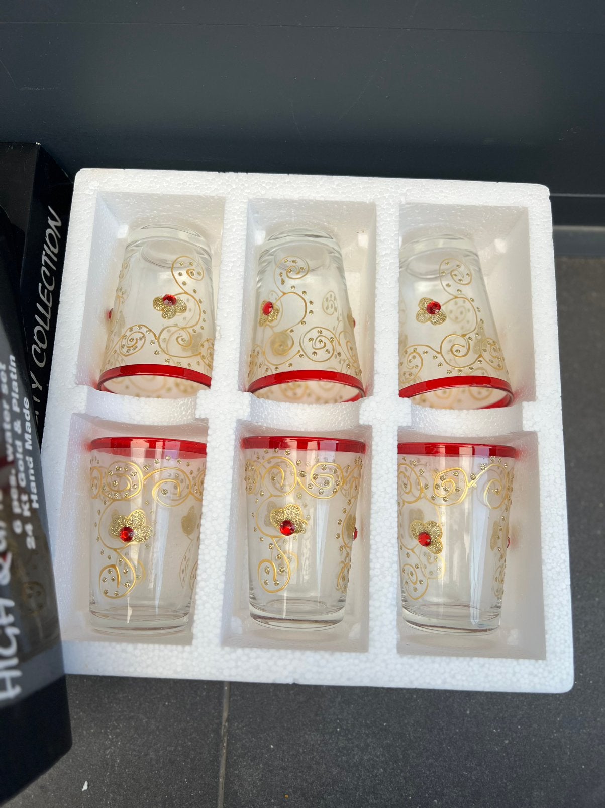Set van 12 marokkaanse theeglazen met goud en decoratie, Ophalen, Glas of Glazen, Klassiek, Nieuw